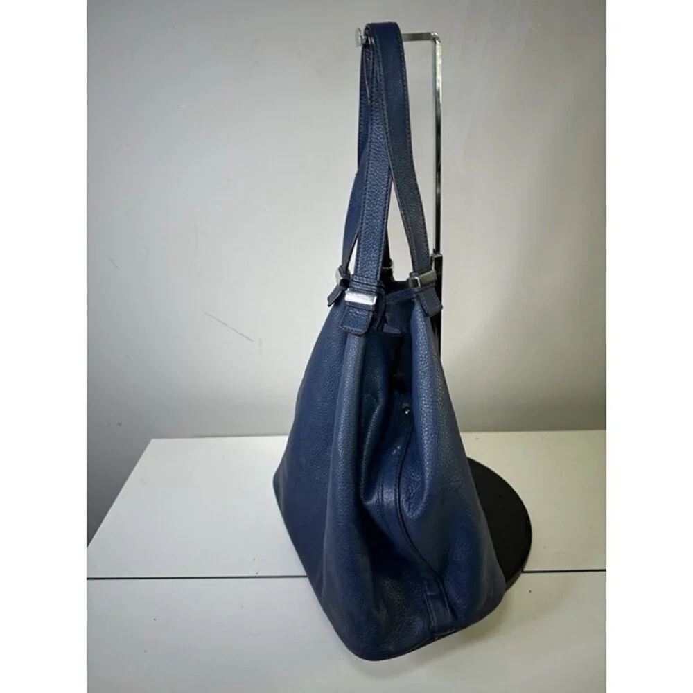 MICHAEL KORS Navy Blue Tote Bag Leather Plain Bag